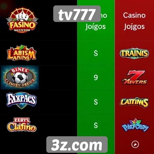Comparação entre jogos populares disponíveis no tv777